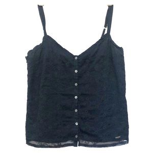 Hollister blue lace tank top button down